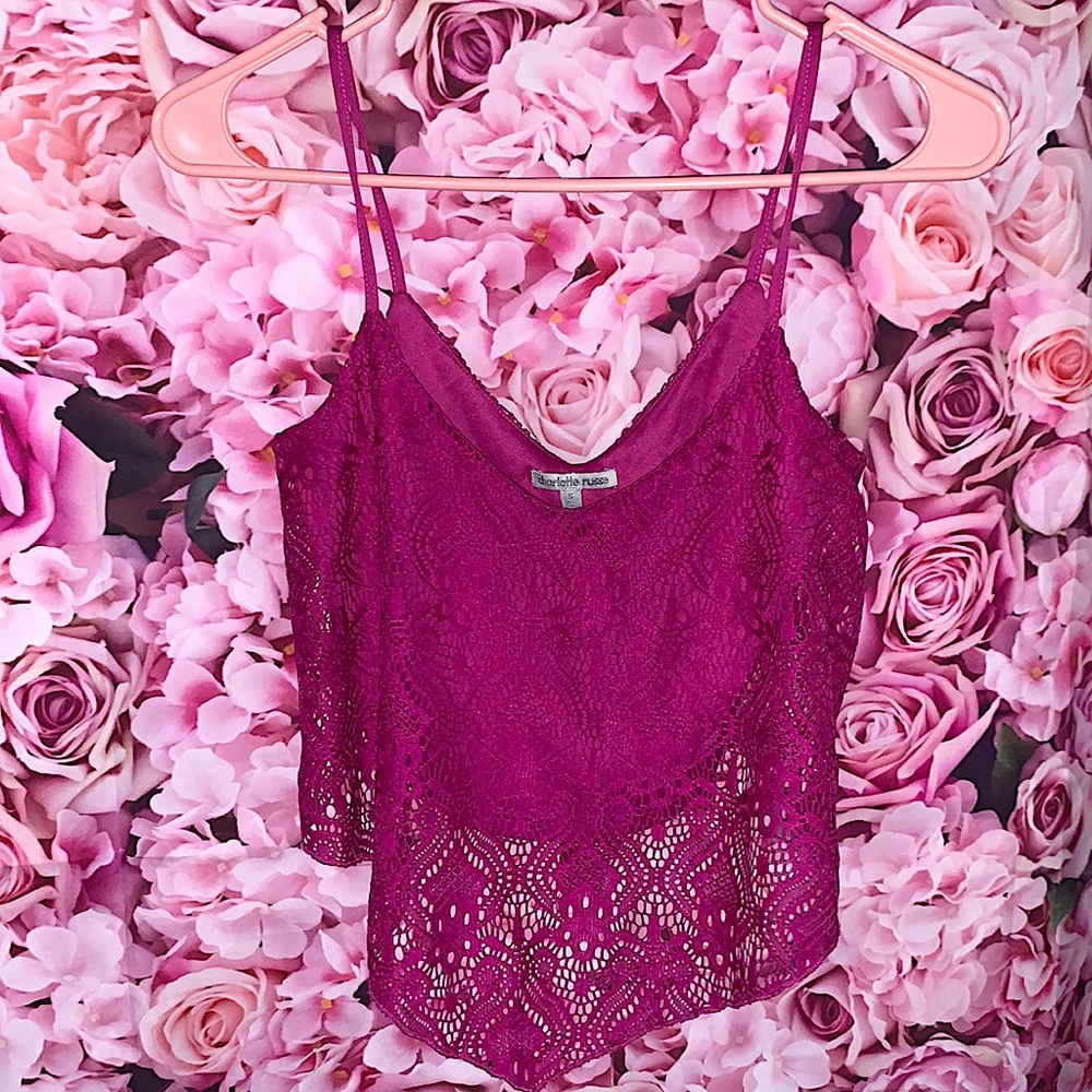 Charlotte Russe Cropped Lace Halter Top